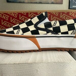 Vans Women's Checkerboard Slip-On Shoes - Black and White